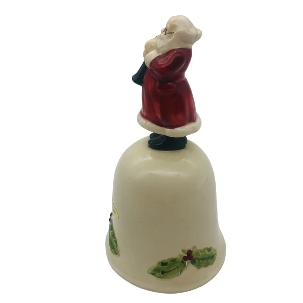 Vtg Otagiri OMC Santa with Horn Christmas Hand Bell Handpainted Porcelain